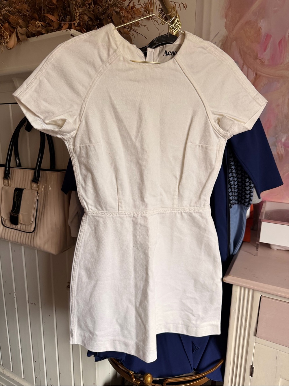 Acne Cream Short-Sleeve Mini Dress